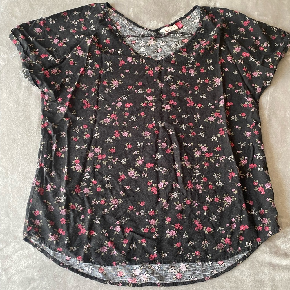 SO Black Floral Womens T-shirt